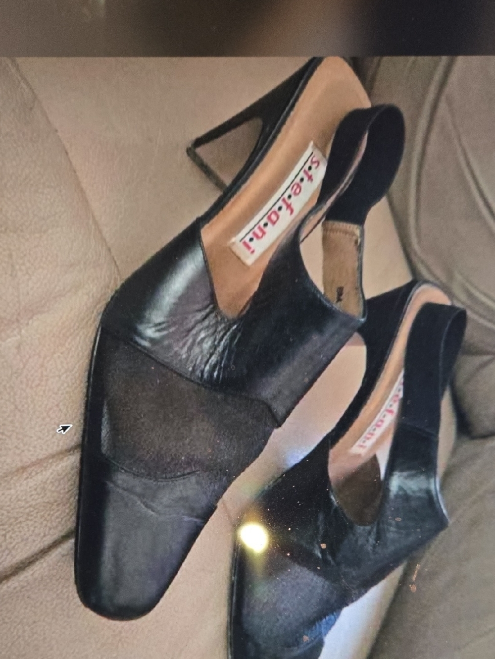 Black Leather Slingback Heels by St. Etta